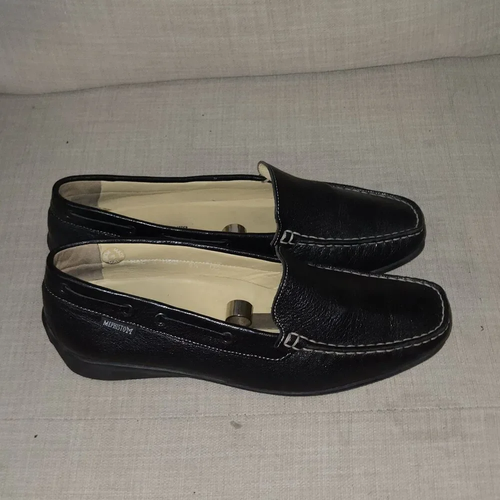 Mephisto Slip On Loafers Black Genuine Leather Men's Size 9.5